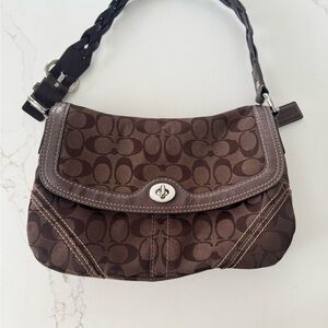 Coach Brown Signature Canvas Braided-Handle Shoulder Bag